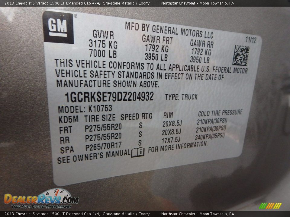 2013 Chevrolet Silverado 1500 LT Extended Cab 4x4 Graystone Metallic / Ebony Photo #29