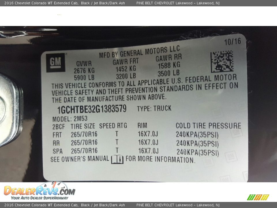 2016 Chevrolet Colorado WT Extended Cab Black / Jet Black/Dark Ash Photo #7