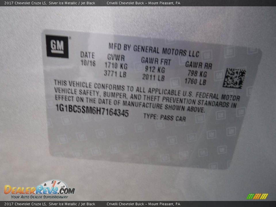 2017 Chevrolet Cruze LS Silver Ice Metallic / Jet Black Photo #20