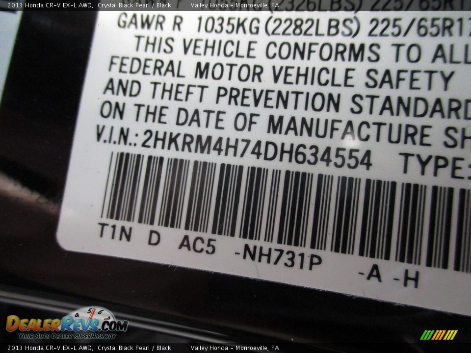 2013 Honda CR-V EX-L AWD Crystal Black Pearl / Black Photo #19