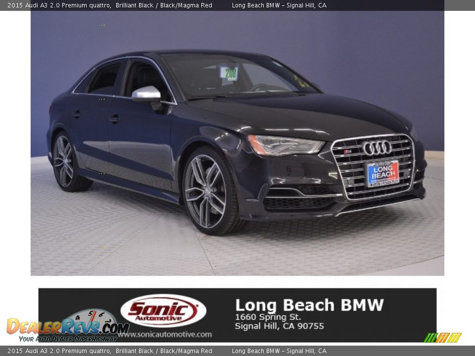 2015 Audi A3 2.0 Premium quattro Brilliant Black / Black/Magma Red Photo #1