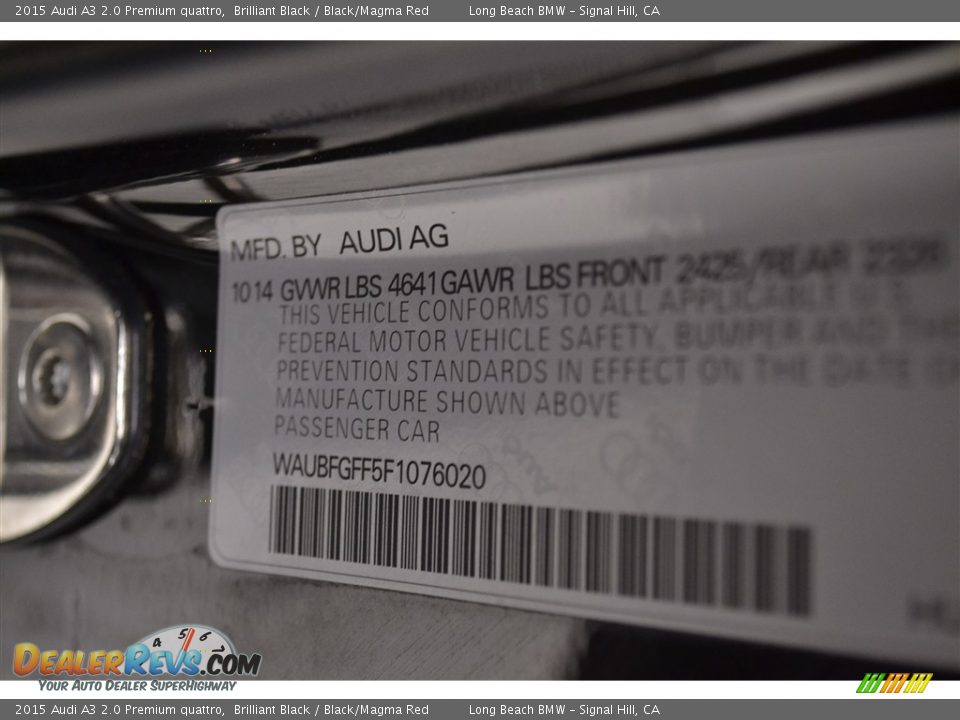 2015 Audi A3 2.0 Premium quattro Brilliant Black / Black/Magma Red Photo #30