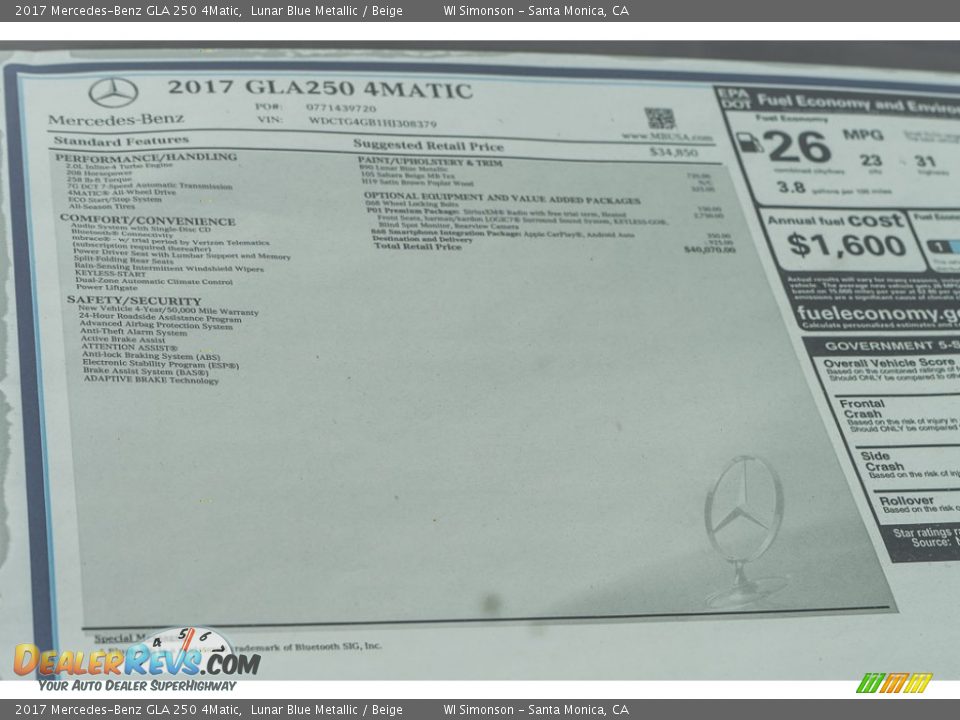 2017 Mercedes-Benz GLA 250 4Matic Lunar Blue Metallic / Beige Photo #11