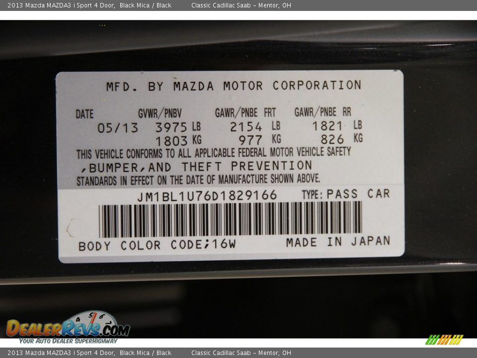 2013 Mazda MAZDA3 i Sport 4 Door Black Mica / Black Photo #17
