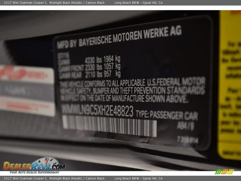 2017 Mini Clubman Cooper S Midnight Black Metallic / Carbon Black Photo #15