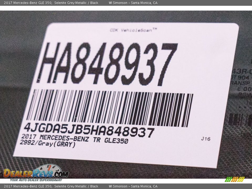 2017 Mercedes-Benz GLE 350 Selenite Grey Metallic / Black Photo #8