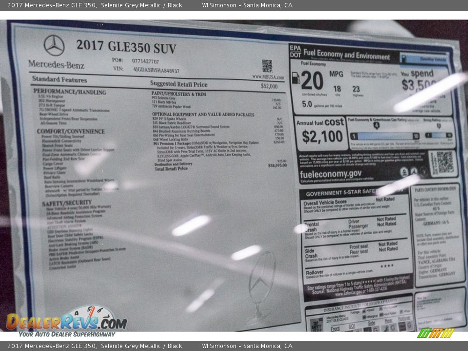 2017 Mercedes-Benz GLE 350 Selenite Grey Metallic / Black Photo #11