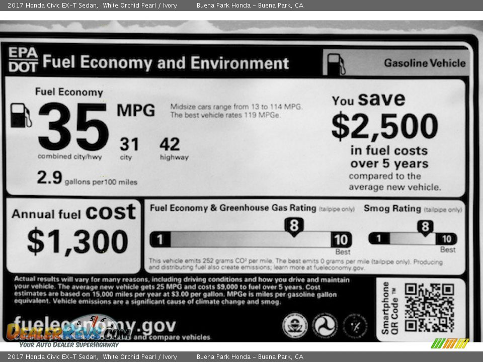 2017 Honda Civic EX-T Sedan White Orchid Pearl / Ivory Photo #19