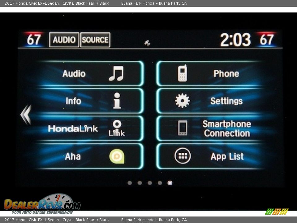2017 Honda Civic EX-L Sedan Crystal Black Pearl / Black Photo #16