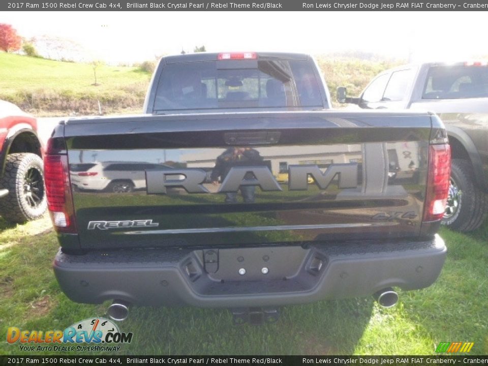 2017 Ram 1500 Rebel Crew Cab 4x4 Brilliant Black Crystal Pearl / Rebel Theme Red/Black Photo #5