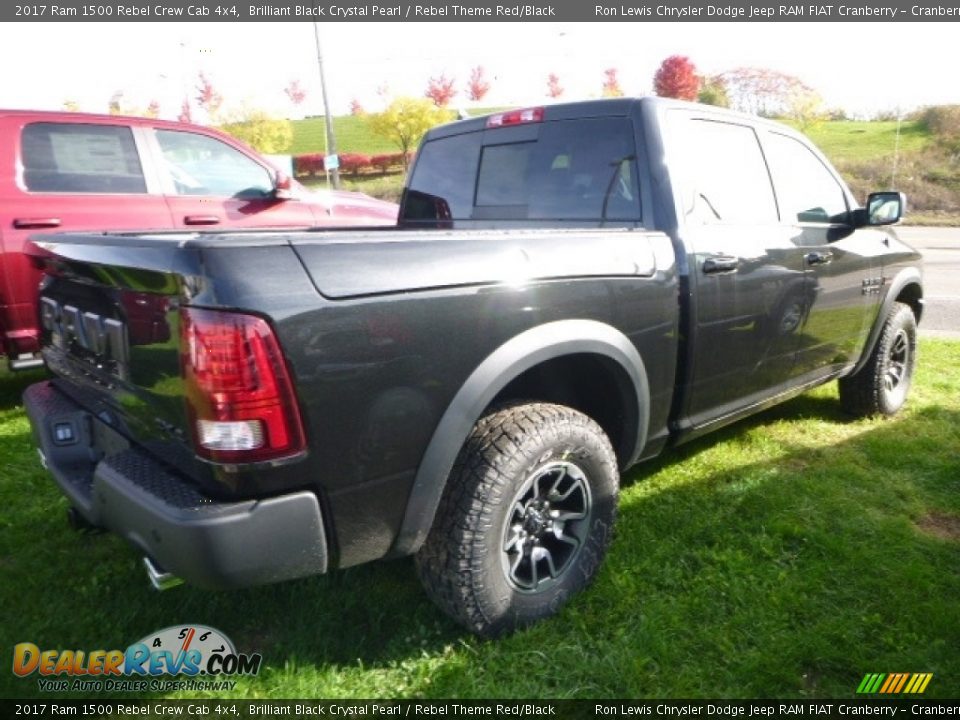 2017 Ram 1500 Rebel Crew Cab 4x4 Brilliant Black Crystal Pearl / Rebel Theme Red/Black Photo #6