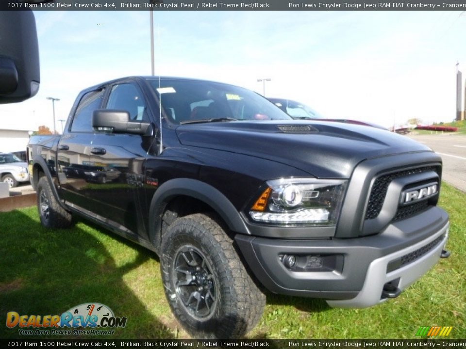 2017 Ram 1500 Rebel Crew Cab 4x4 Brilliant Black Crystal Pearl / Rebel Theme Red/Black Photo #10