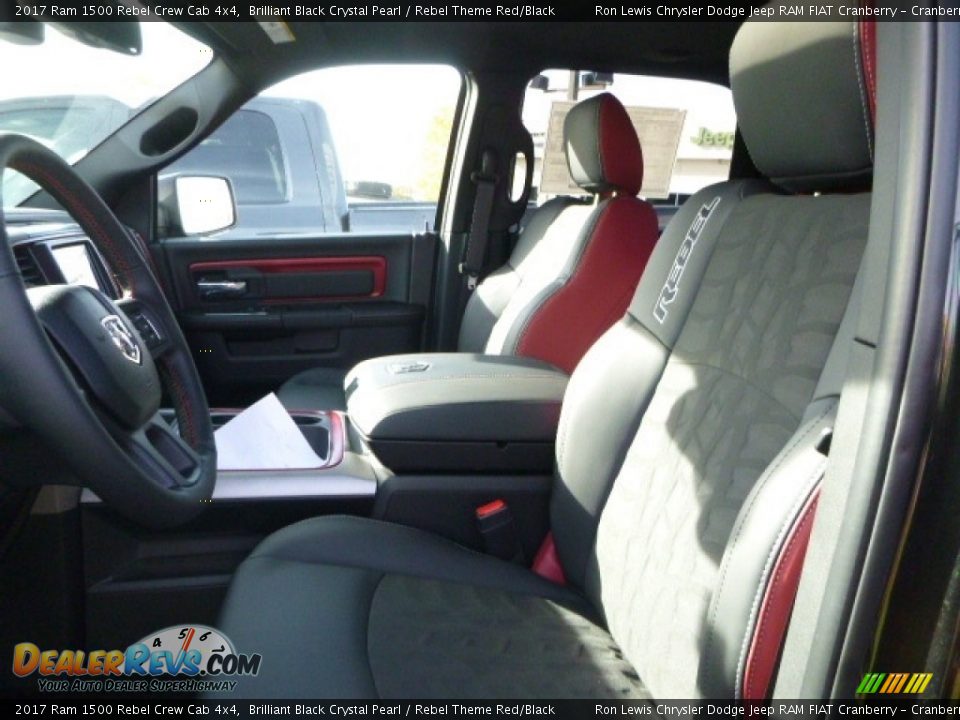 2017 Ram 1500 Rebel Crew Cab 4x4 Brilliant Black Crystal Pearl / Rebel Theme Red/Black Photo #12