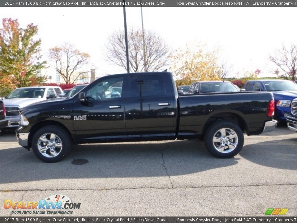 2017 Ram 1500 Big Horn Crew Cab 4x4 Brilliant Black Crystal Pearl / Black/Diesel Gray Photo #3