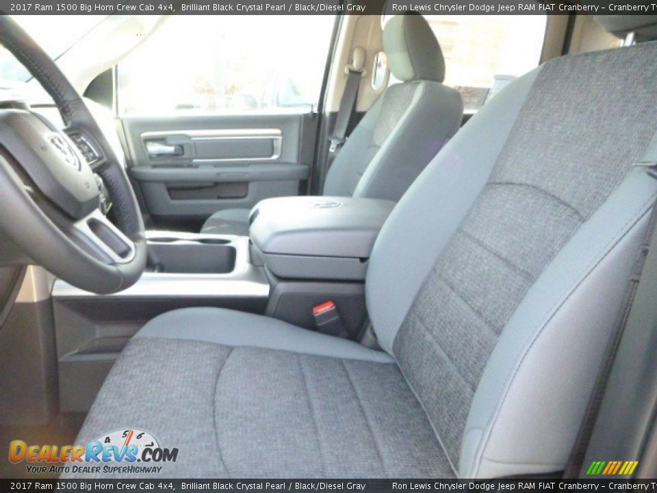 2017 Ram 1500 Big Horn Crew Cab 4x4 Brilliant Black Crystal Pearl / Black/Diesel Gray Photo #12