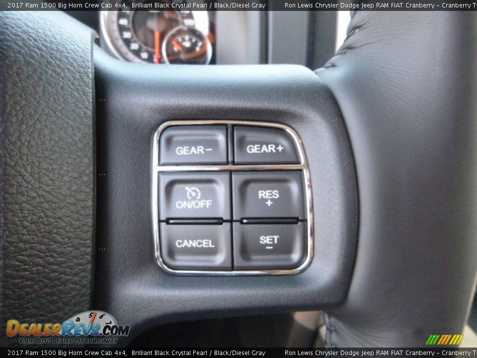2017 Ram 1500 Big Horn Crew Cab 4x4 Brilliant Black Crystal Pearl / Black/Diesel Gray Photo #19