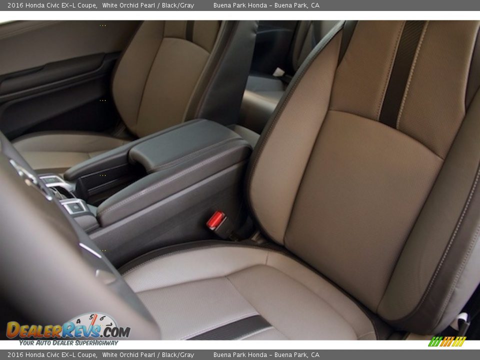 2016 Honda Civic EX-L Coupe White Orchid Pearl / Black/Gray Photo #13