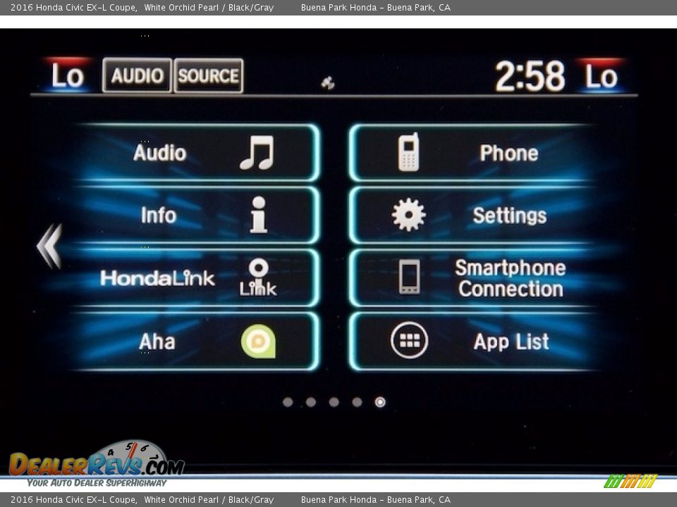 2016 Honda Civic EX-L Coupe White Orchid Pearl / Black/Gray Photo #14