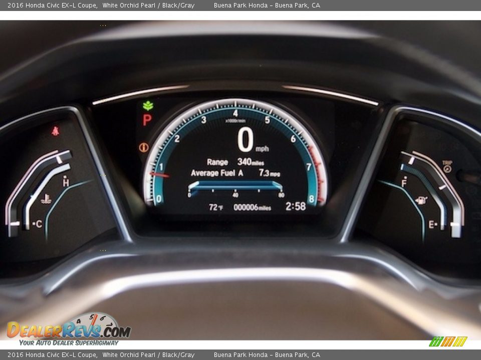 2016 Honda Civic EX-L Coupe White Orchid Pearl / Black/Gray Photo #15