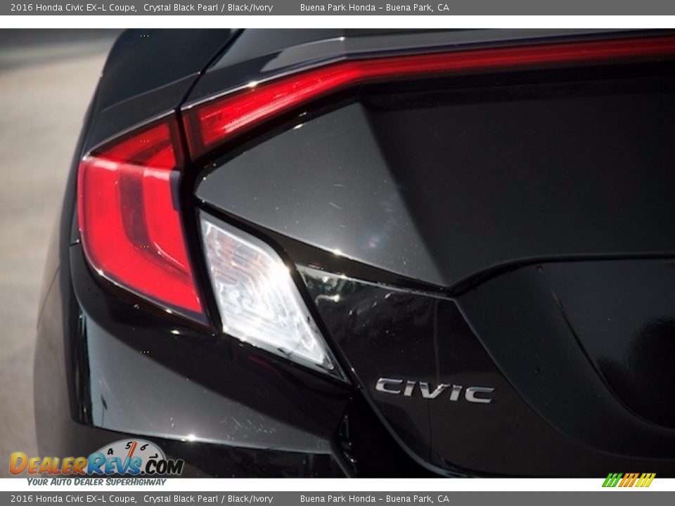 2016 Honda Civic EX-L Coupe Crystal Black Pearl / Black/Ivory Photo #3