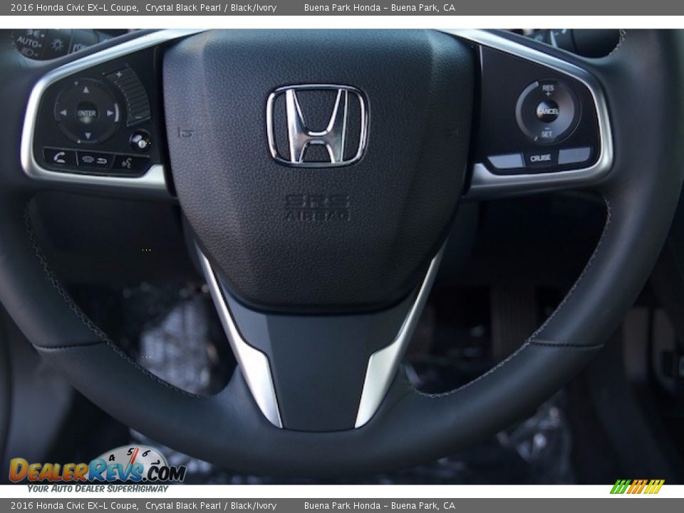 2016 Honda Civic EX-L Coupe Crystal Black Pearl / Black/Ivory Photo #9