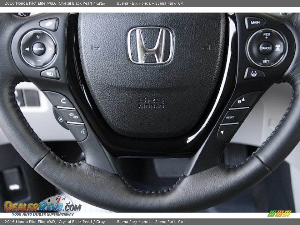 2016 Honda Pilot Elite AWD Crystal Black Pearl / Gray Photo #9