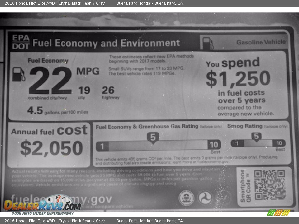 2016 Honda Pilot Elite AWD Crystal Black Pearl / Gray Photo #22