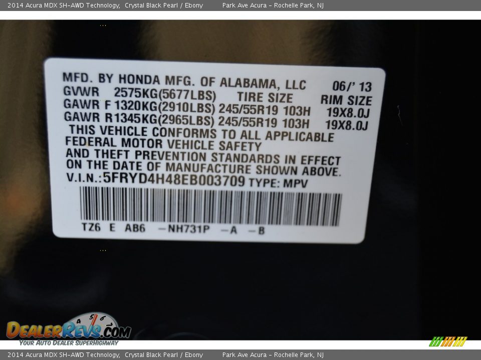 2014 Acura MDX SH-AWD Technology Crystal Black Pearl / Ebony Photo #35