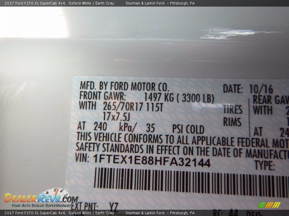 2017 Ford F150 XL SuperCab 4x4 Oxford White / Earth Gray Photo #10