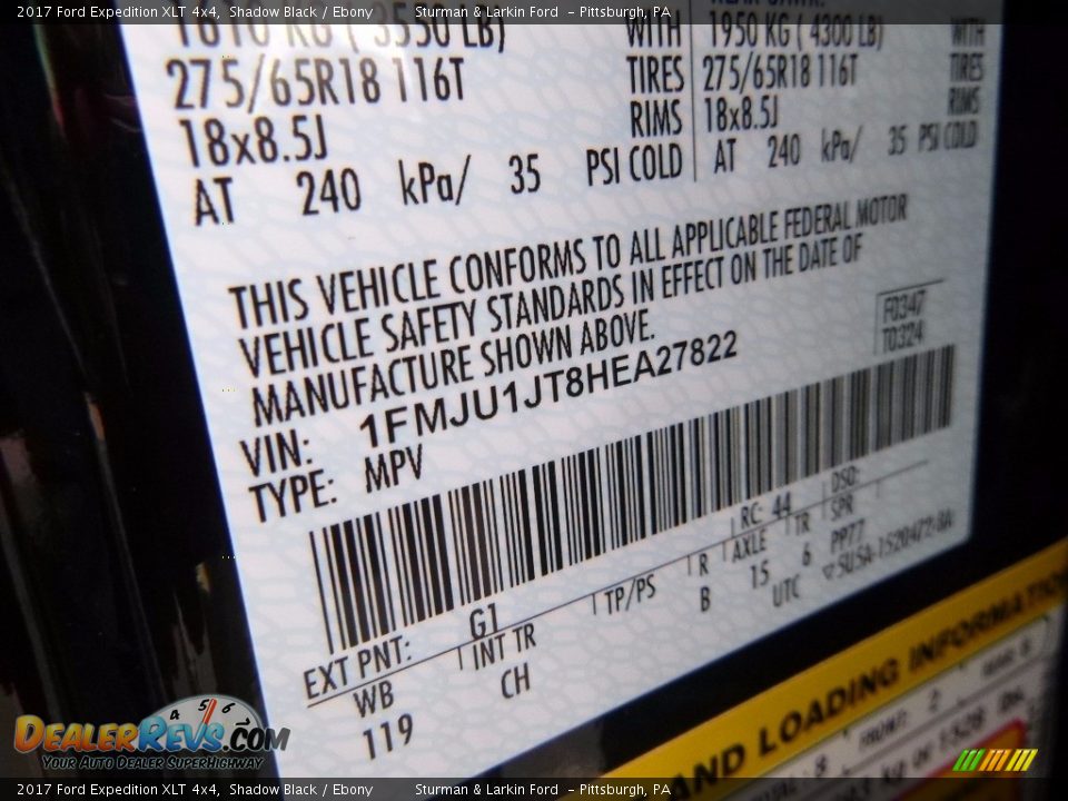2017 Ford Expedition XLT 4x4 Shadow Black / Ebony Photo #12