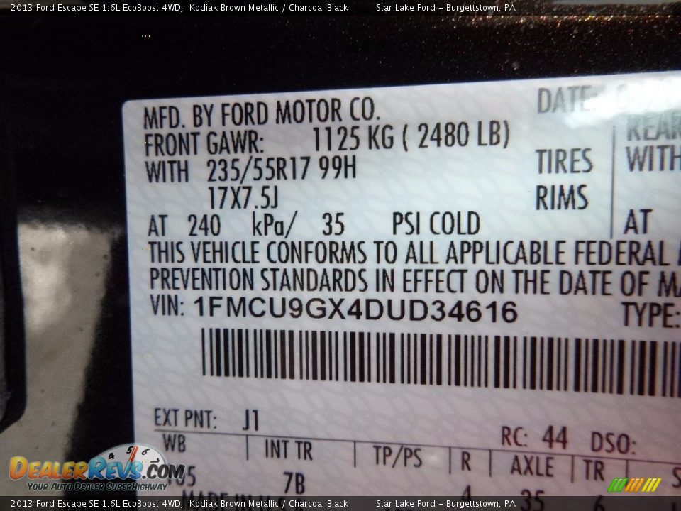2013 Ford Escape SE 1.6L EcoBoost 4WD Kodiak Brown Metallic / Charcoal Black Photo #15