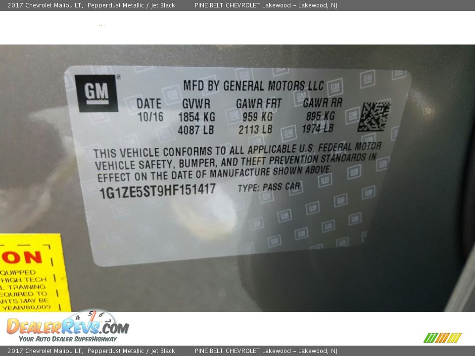 2017 Chevrolet Malibu LT Pepperdust Metallic / Jet Black Photo #7