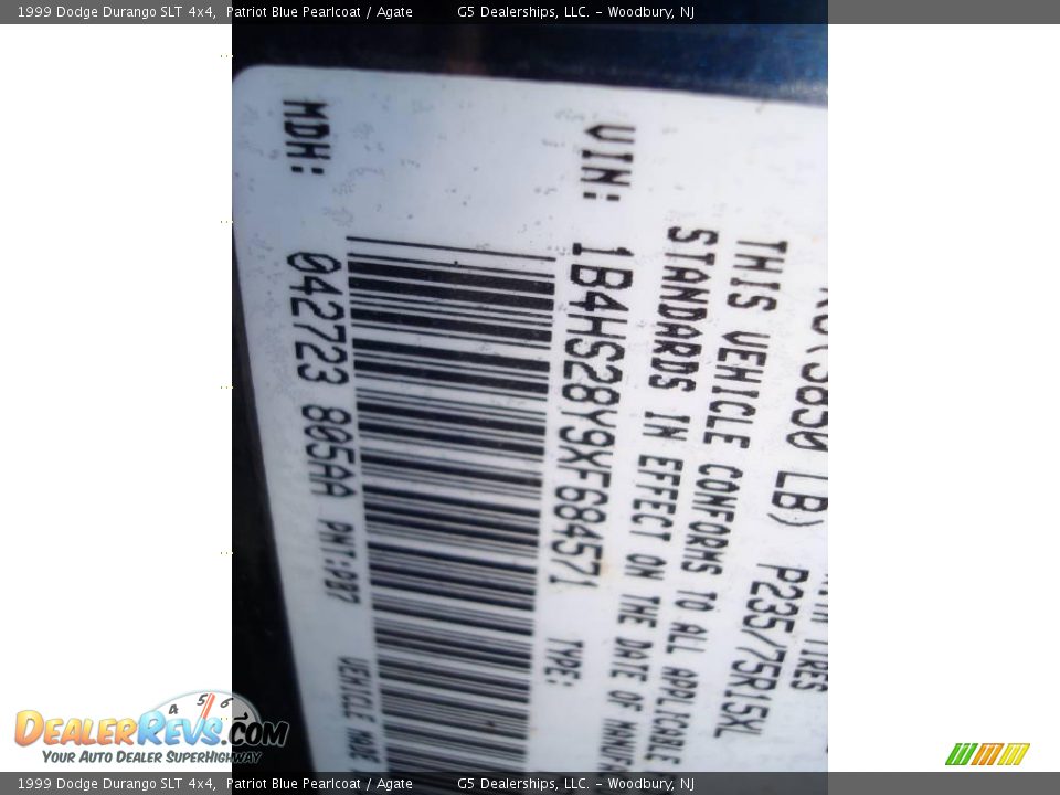 1999 Dodge Durango SLT 4x4 Patriot Blue Pearlcoat / Agate Photo #25