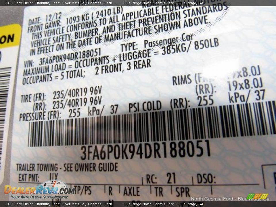 2013 Ford Fusion Titanium Ingot Silver Metallic / Charcoal Black Photo #28