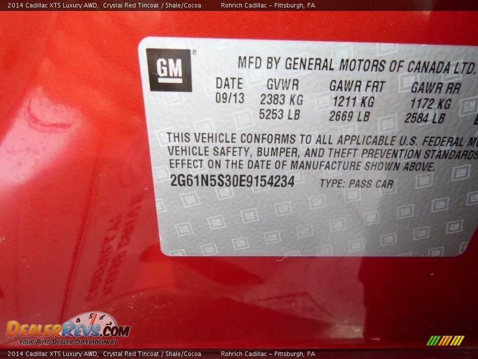 2014 Cadillac XTS Luxury AWD Crystal Red Tincoat / Shale/Cocoa Photo #25