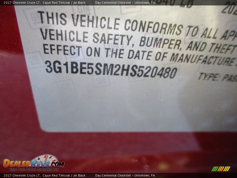 2017 Chevrolet Cruze LT Cajun Red Tintcoat / Jet Black Photo #19