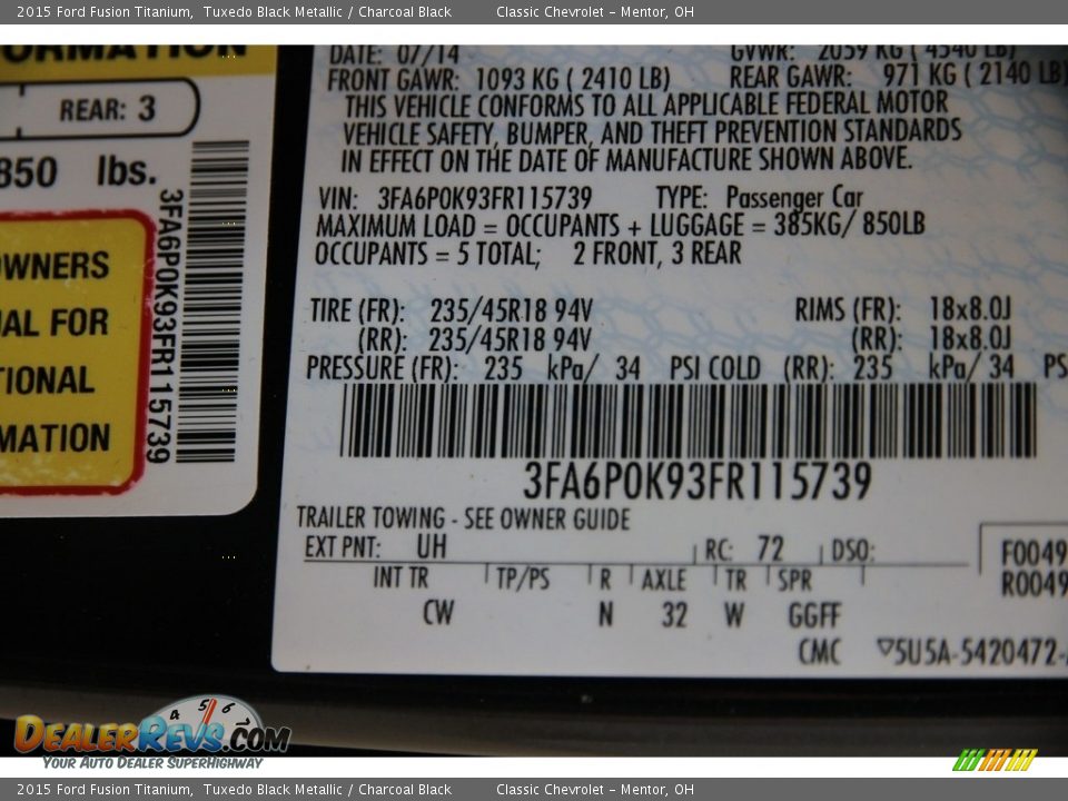 2015 Ford Fusion Titanium Tuxedo Black Metallic / Charcoal Black Photo #20