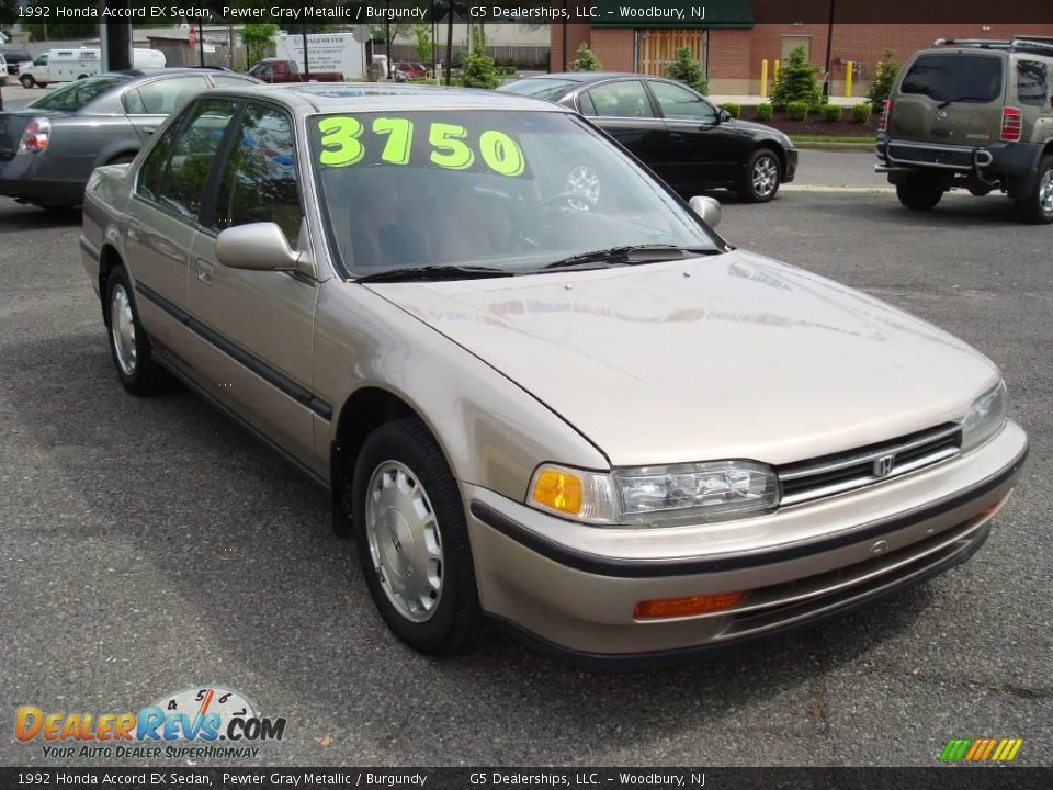 1992 Honda Accord EX Sedan Pewter Gray Metallic / Burgundy Photo #3