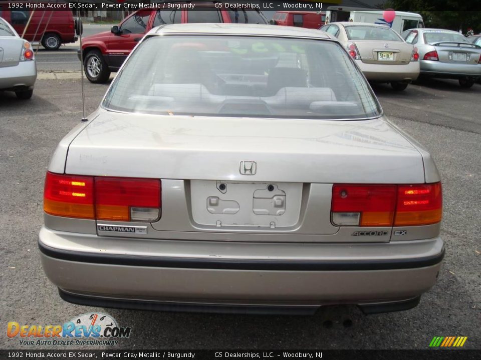 1992 Honda Accord EX Sedan Pewter Gray Metallic / Burgundy Photo #6
