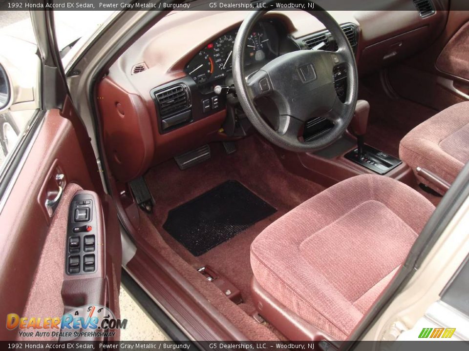1992 Honda Accord EX Sedan Pewter Gray Metallic / Burgundy Photo #10
