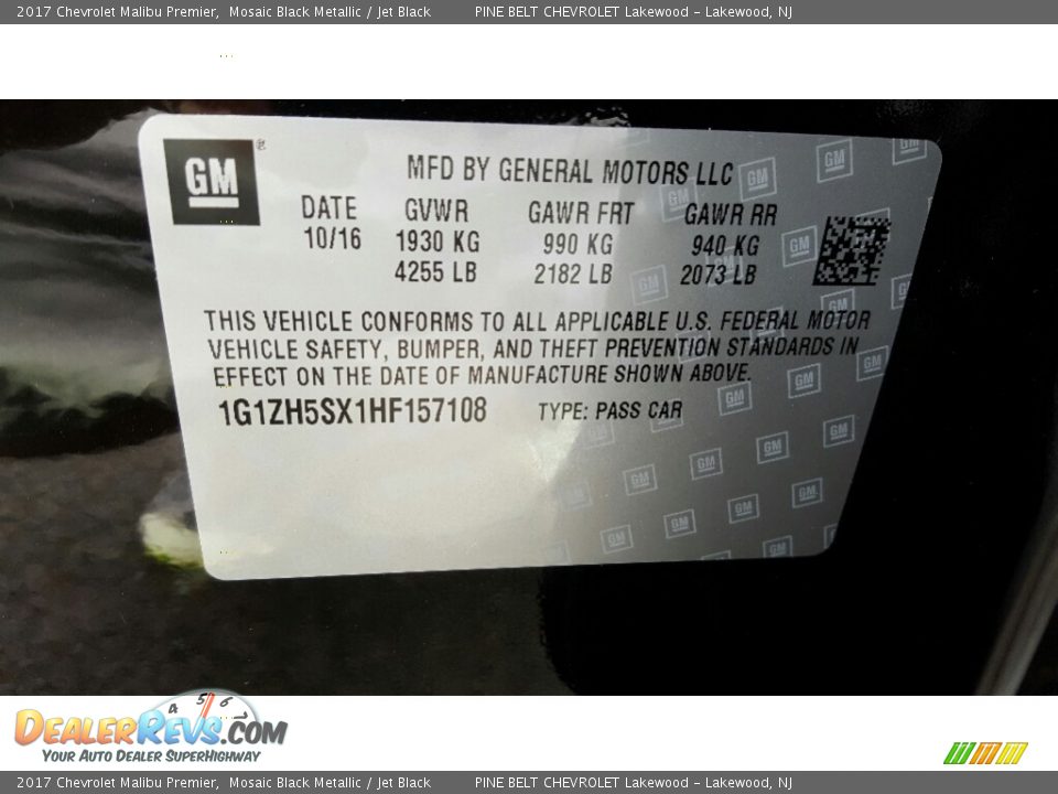 2017 Chevrolet Malibu Premier Mosaic Black Metallic / Jet Black Photo #7