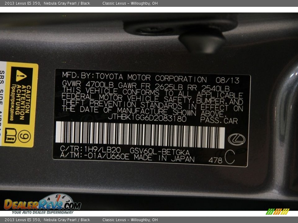 2013 Lexus ES 350 Nebula Gray Pearl / Black Photo #22