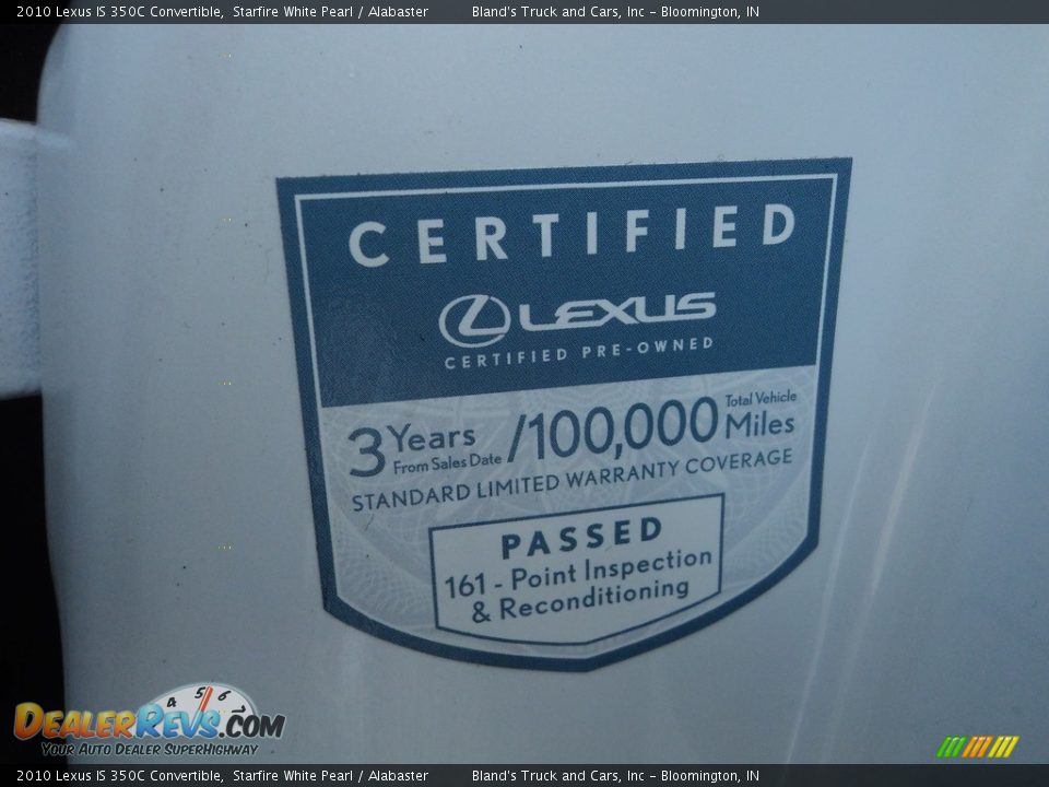 2010 Lexus IS 350C Convertible Starfire White Pearl / Alabaster Photo #31