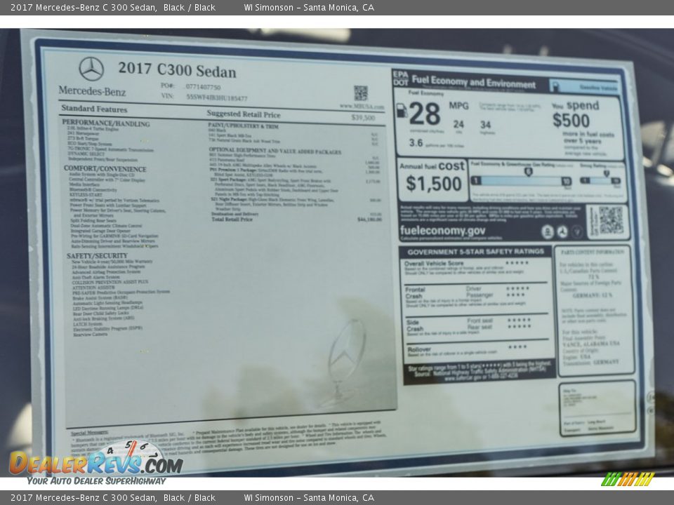 2017 Mercedes-Benz C 300 Sedan Black / Black Photo #11