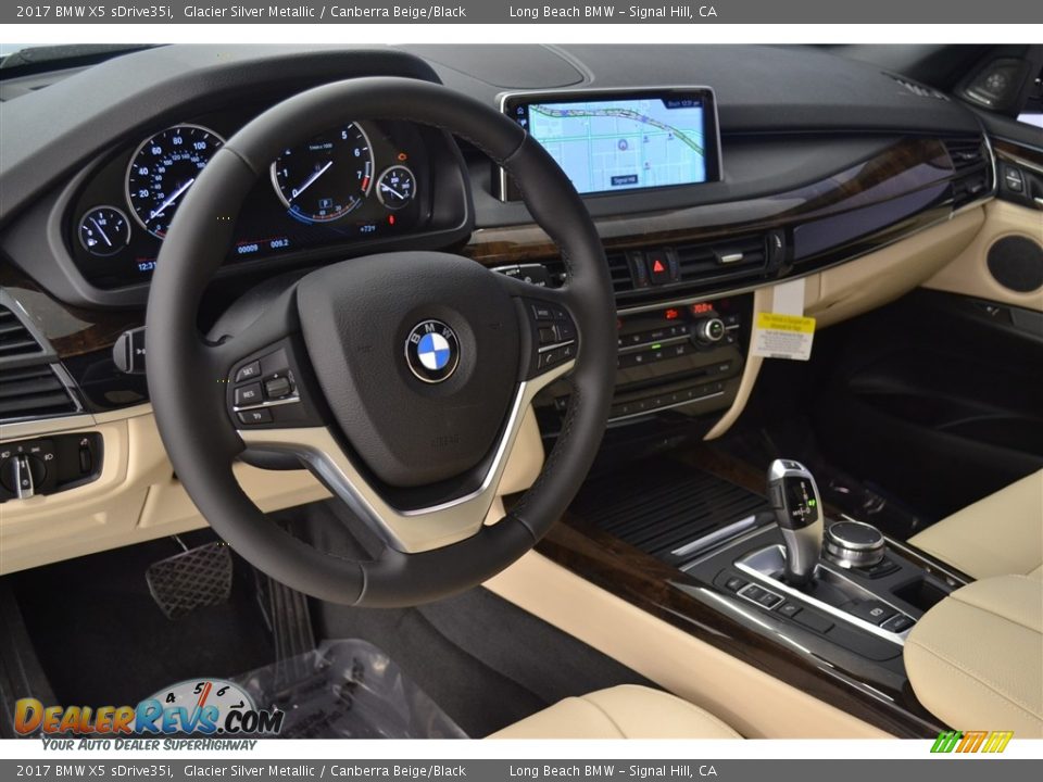 2017 BMW X5 sDrive35i Glacier Silver Metallic / Canberra Beige/Black Photo #7