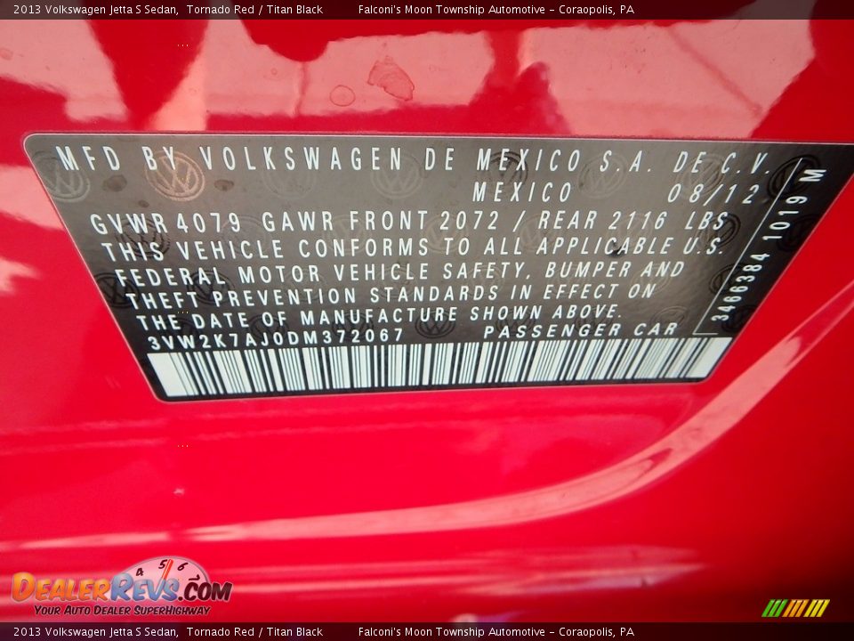 2013 Volkswagen Jetta S Sedan Tornado Red / Titan Black Photo #24