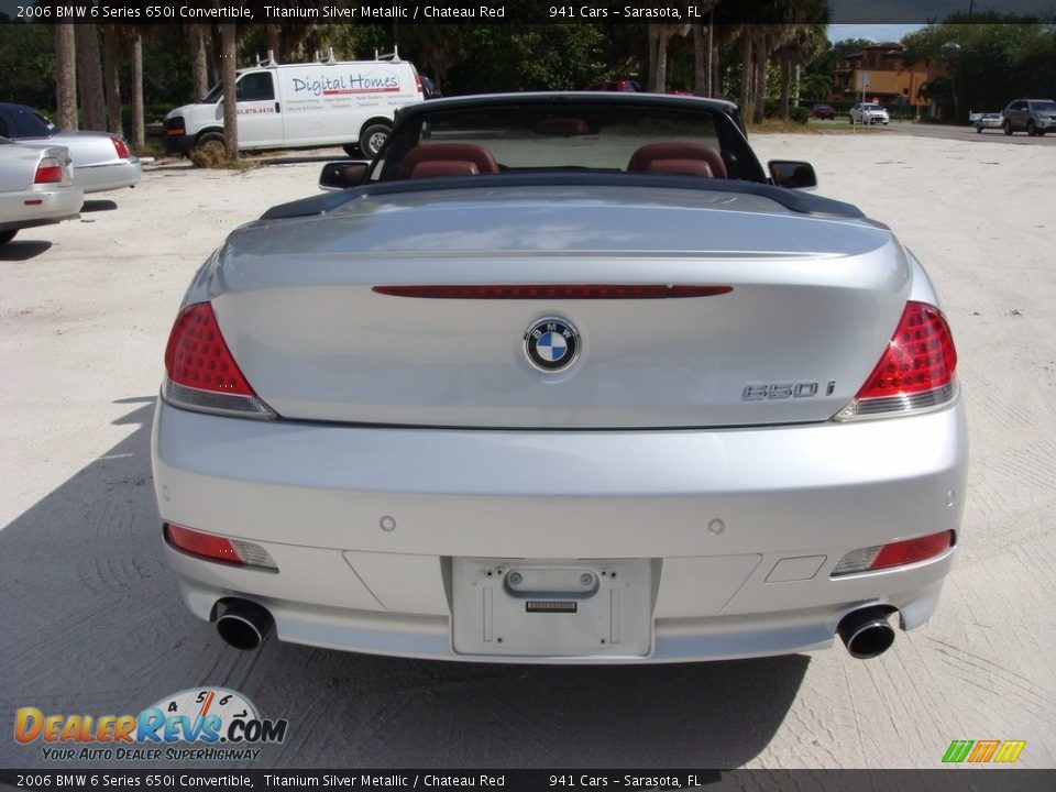 2006 BMW 6 Series 650i Convertible Titanium Silver Metallic / Chateau Red Photo #6