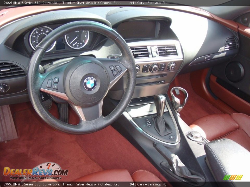2006 BMW 6 Series 650i Convertible Titanium Silver Metallic / Chateau Red Photo #12