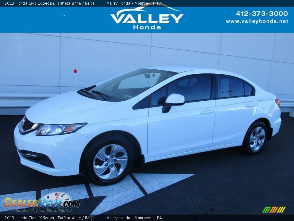 2013 Honda Civic LX Sedan Taffeta White / Beige Photo #1