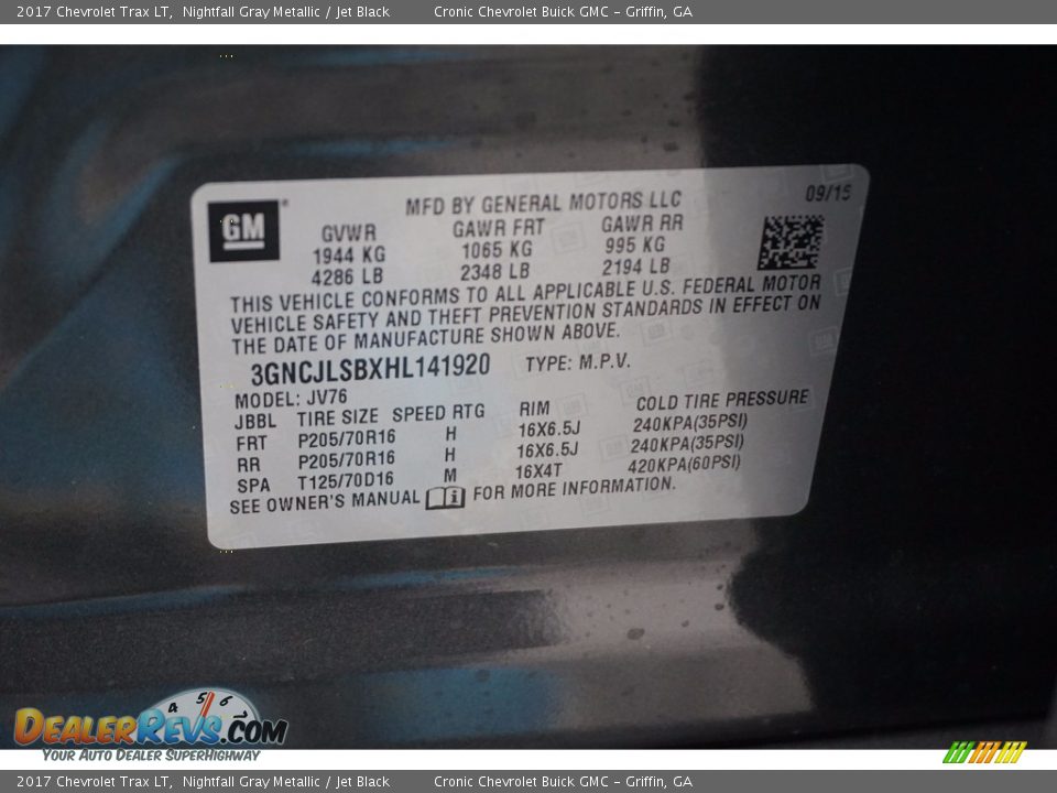 2017 Chevrolet Trax LT Nightfall Gray Metallic / Jet Black Photo #16